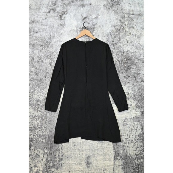 Reformation Black Crepe Long Sleeve Mini Dress Size 8 - Picture 3 of 9